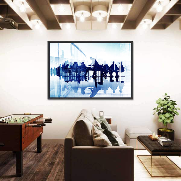 Business Meeting Double Exposure Canvas Wall Art
