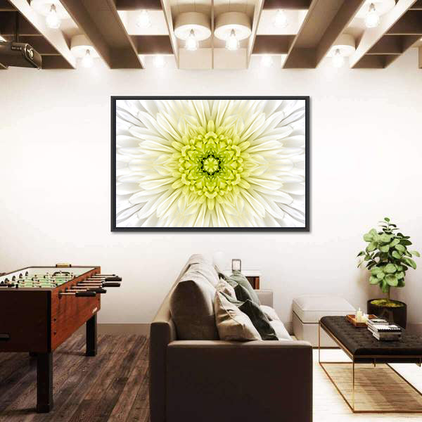 White Mandala Concentric Flower Canvas Wall Art