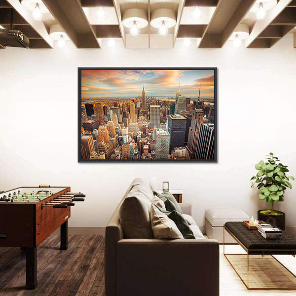New York City At Sunset Canvas Wall Art