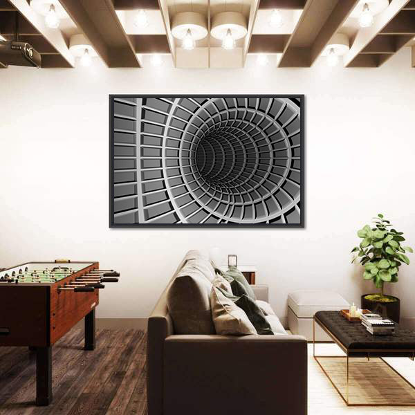 Dark Metal Tunnel Abstract Canvas Wall Art