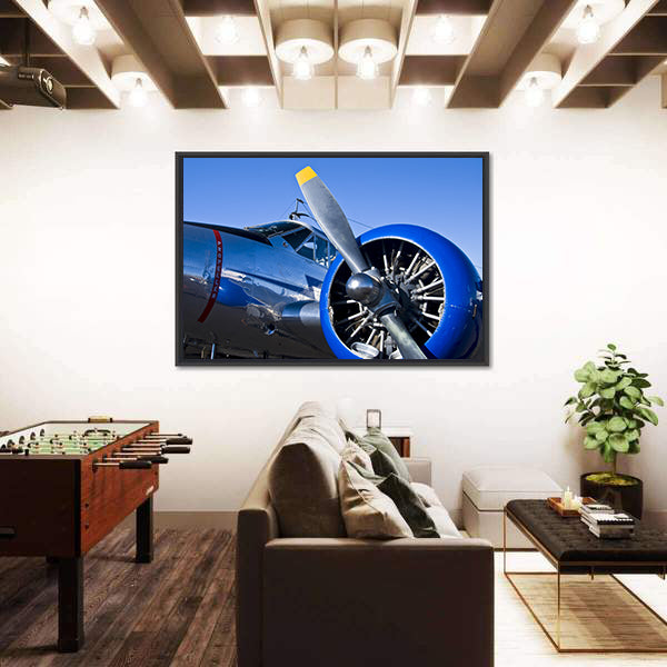 Vintage Military Airplane Close-up Canvas Wall Art