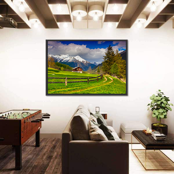 Spring Landscape In Swiss Alps Canvas Wall Art