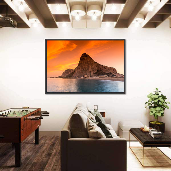 Rock of Gibraltar at Sunset Canvas Wall Art