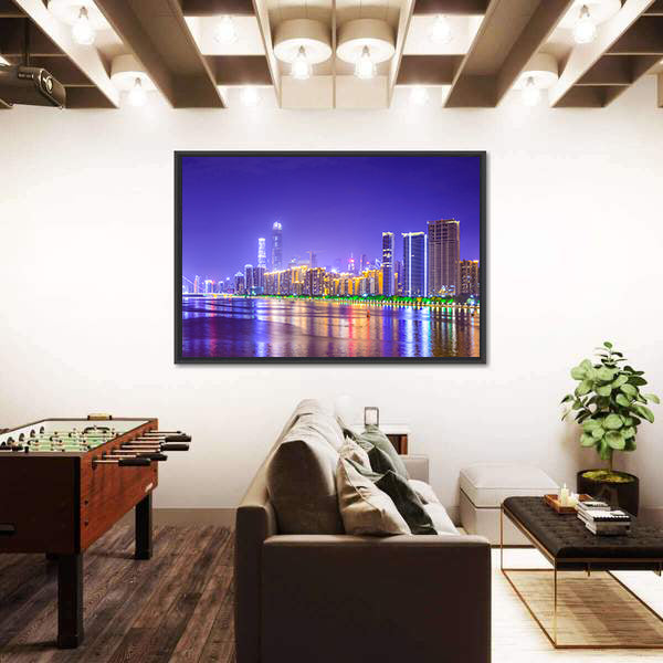 Guangzhou Skyline Over Pearl River Canvas Wall Art