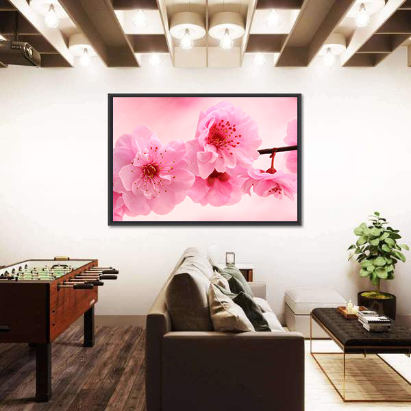 Pink Flowers In Spring Canvas Wall Art