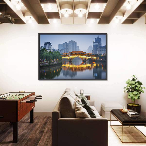 Anshun Bridge on Jin River Chengdu Canvas Wall Art