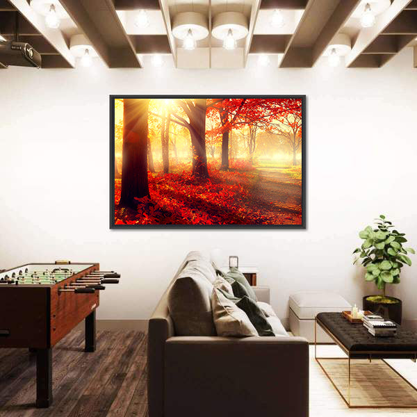 Autumn Park in Morning Sun Canvas Wall Art