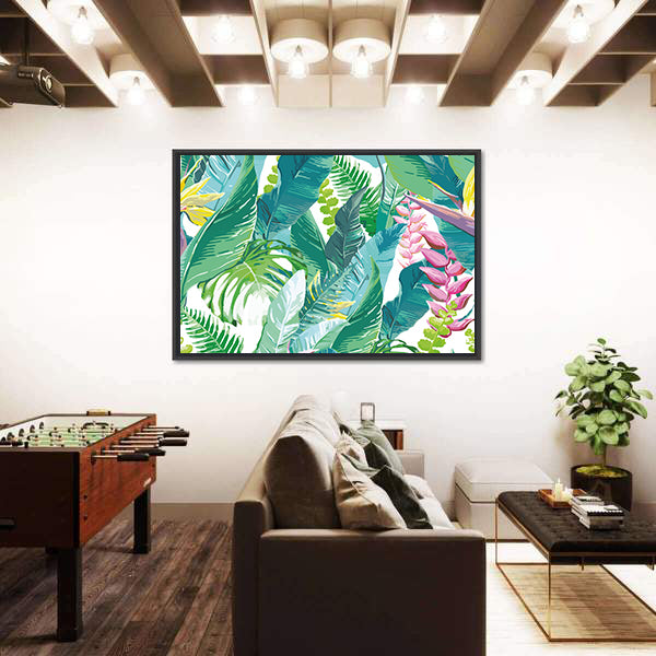Exotic Tropical Leaves and Flowers Canvas Wall Art