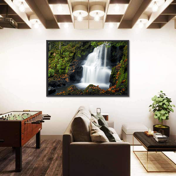 Tobermory Waterfall with Mossy Rocks Canvas Wall Art