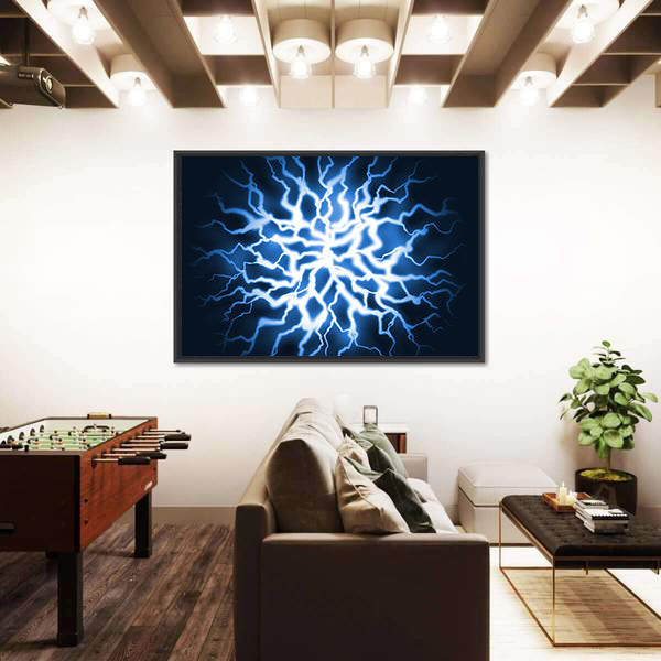 Blue Thunder Energy Burst Canvas Wall Art