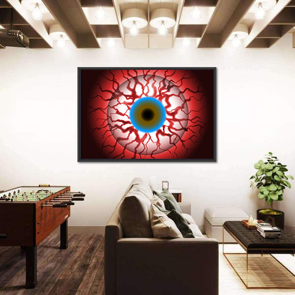 Spooky Bloodshot Eyeball With Veins Canvas Wall Art