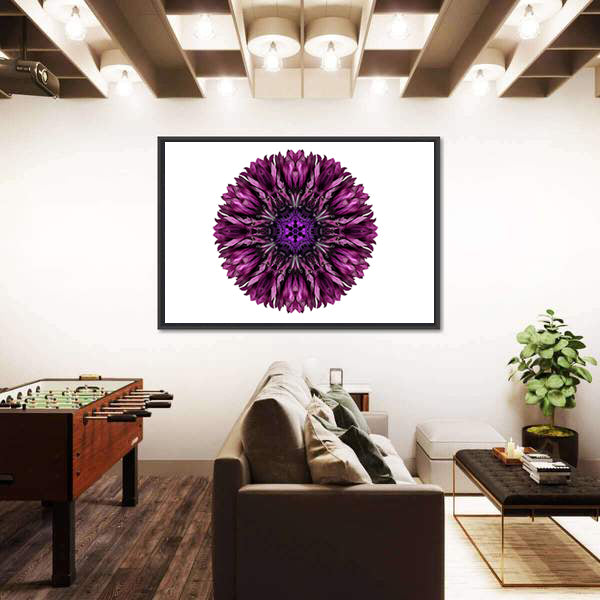 Purple Cornflower Mandala Canvas Wall Art
