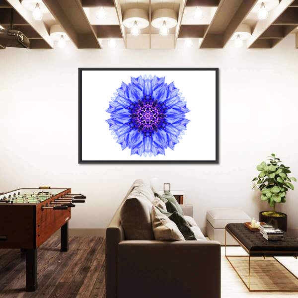 Blue Cornflower Mandala Canvas Wall Art