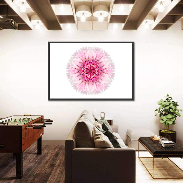 Pink Cornflower Mandala Canvas Wall Art