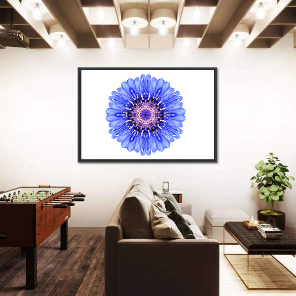 Blue Cornflower Mandala Canvas Wall Art