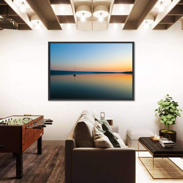 Yellow Sailboat at Sunset Canvas Wall Art