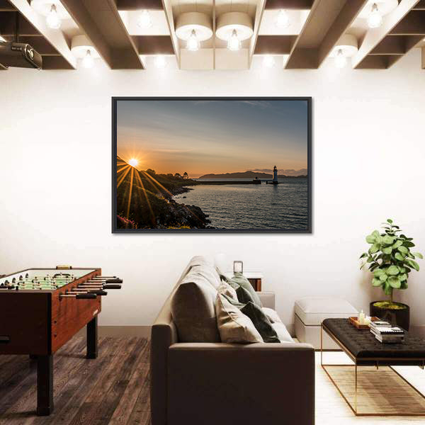 Sunset At Tobermory Lighthouse Scotland Canvas Wall Art