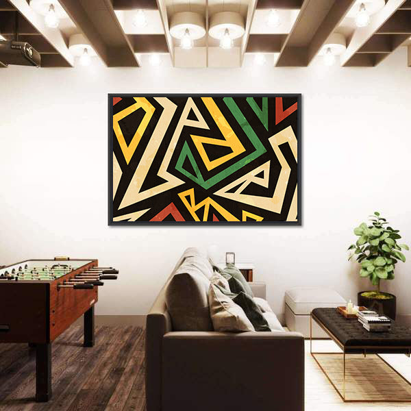 African Geometric Seamless Pattern Canvas Wall Art