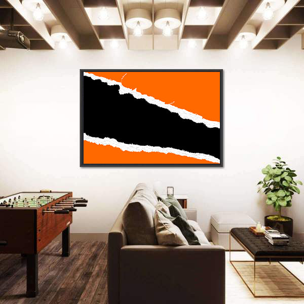 Torn Paper Abstract with Orange Fields Canvas Wall Art