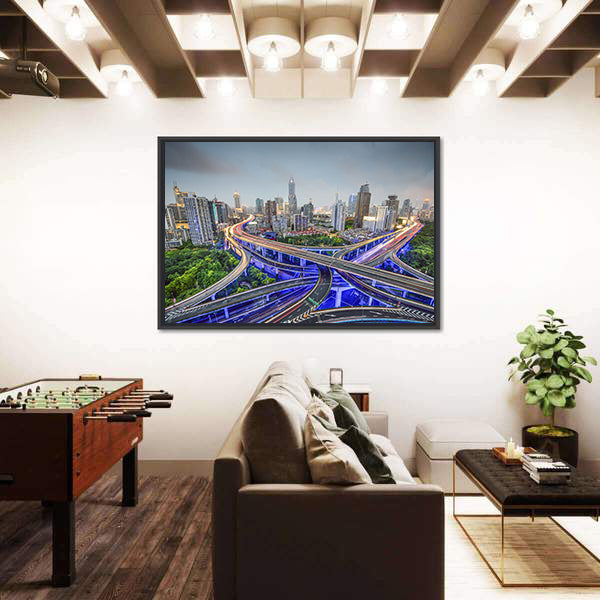 Shanghai Highway Junctions Canvas Wall Art