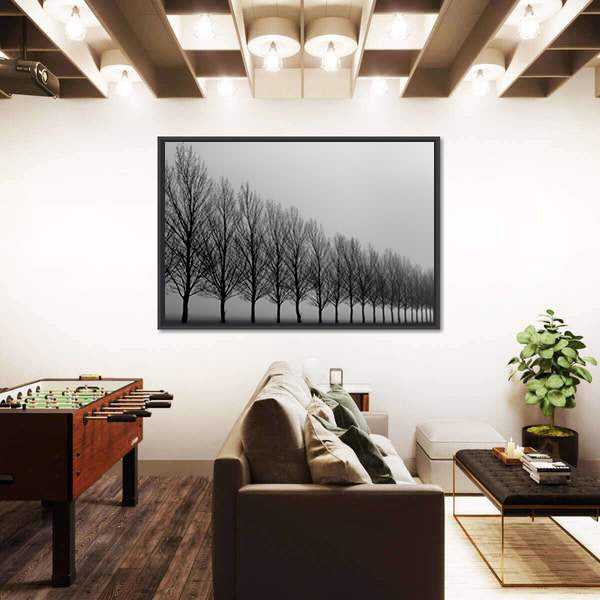 Autumn Trees in Mist Canvas Wall Art