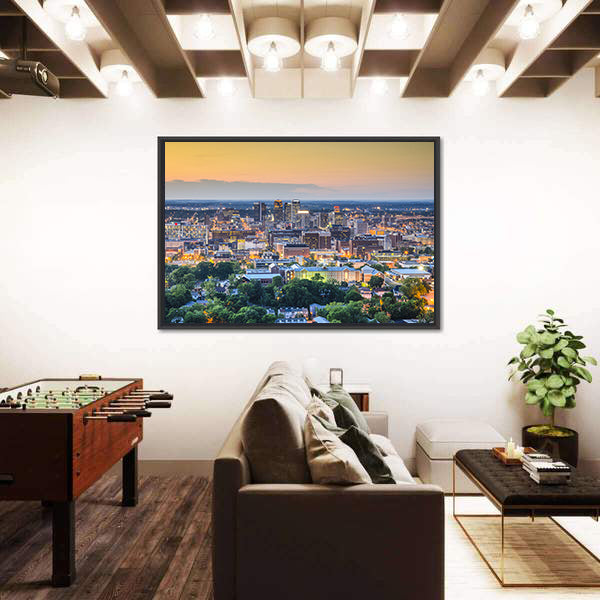 Birmingham Downtown Skyline In Alabama Canvas Wall Art