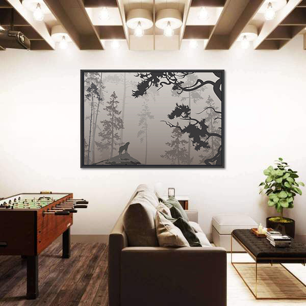 Wolf In The Forest Canvas Wall Art