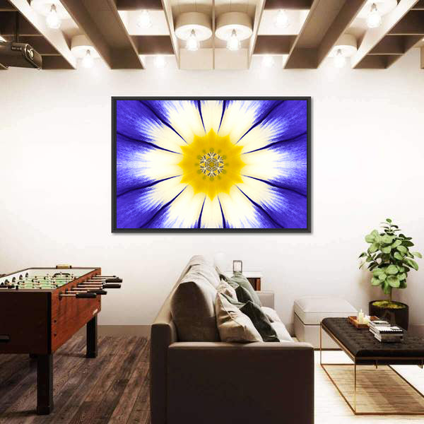 Kaleidoscope Blue Mandala Flower Canvas Wall Art