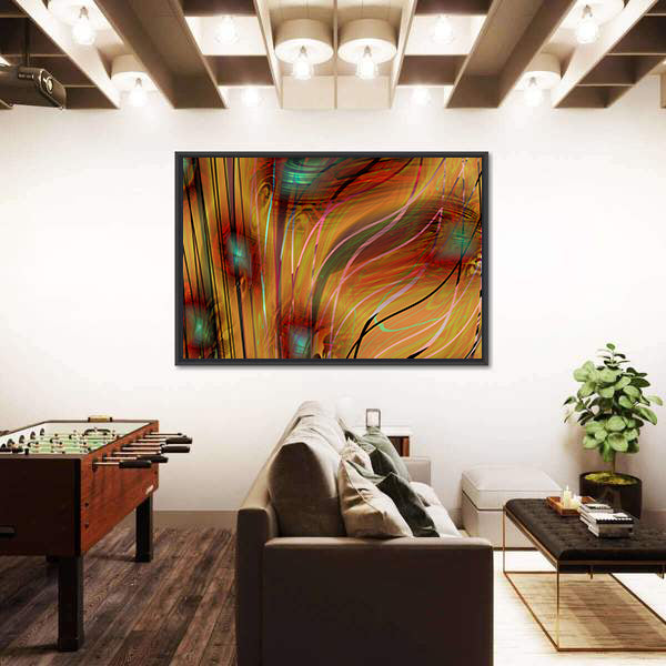 Swirling Teal, Gold, and Pink Abstract Canvas Wall Art