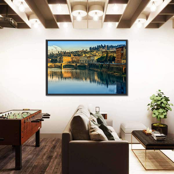 Arno River Reflection in Firenze Canvas Wall Art