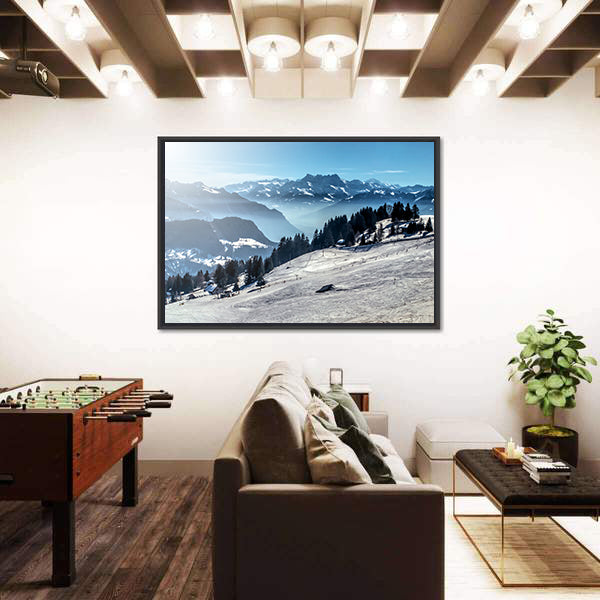 Winter Mountain Ski Slope Canvas Wall Art