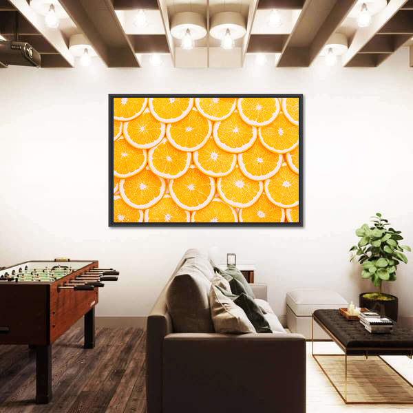 Fresh Orange Slices Pattern Canvas Wall Art
