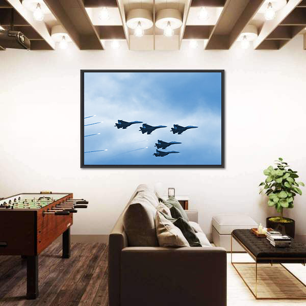 Modern Squadron Of Military Planes Canvas Wall Art