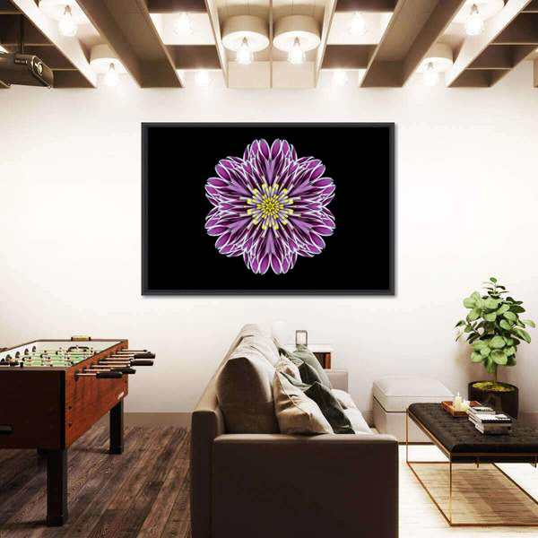 Scenic Purple Mandala Flower Canvas Wall Art