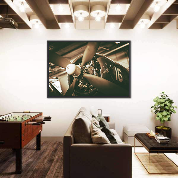 Vintage Military Aircraft Propeller Closeup Canvas Wall Art