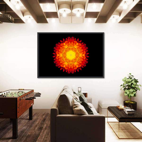 Red Flower Mandala Canvas Wall Art
