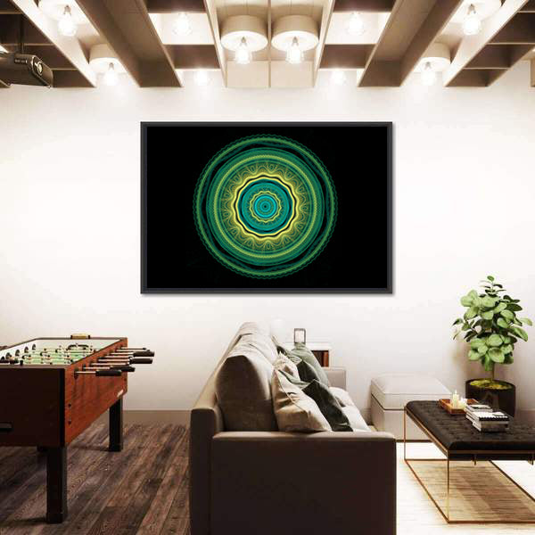 Green Mandala Flower Canvas Wall Art