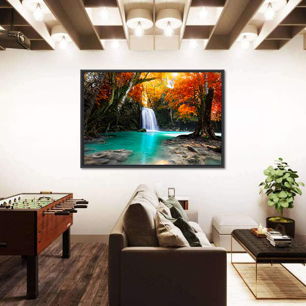 Deep Forest Waterfall In Kanchanaburi Thailand Canvas Wall Art