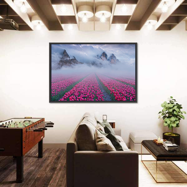 Fantastic Spring Landscape With Tulip Fields Canvas Wall Art