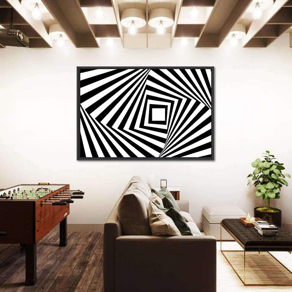 Black and White Concentric Squares Canvas Wall Art