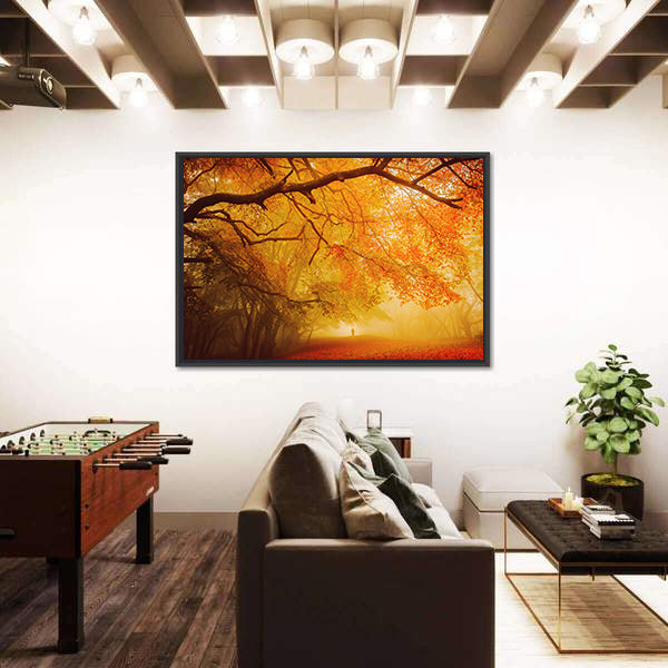 Seasonal Forest Fall Walk Canvas Wall Art