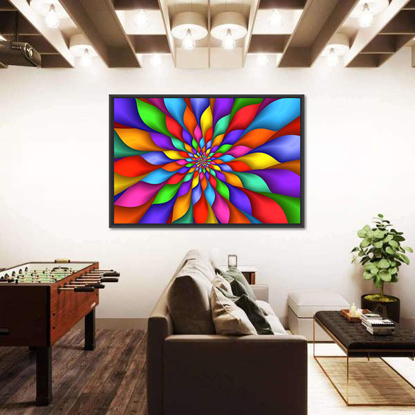 Rainbow Petal Spiral Abstract Canvas Wall Art