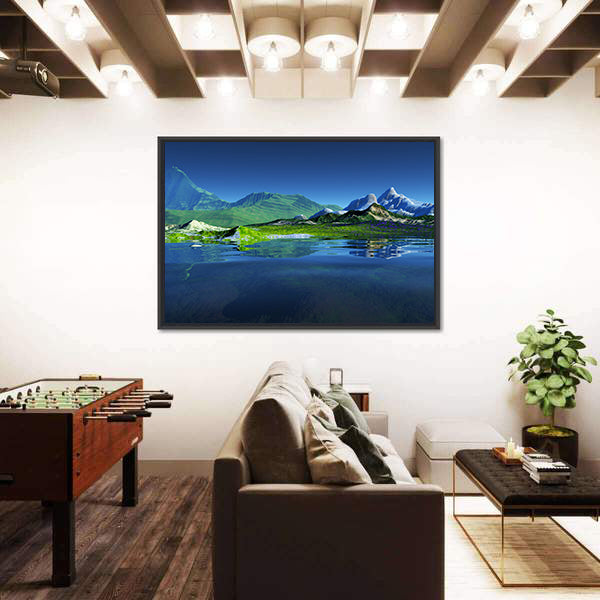 Serene Mountain Lake Reflection Canvas Wall Art