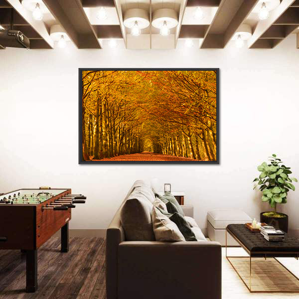 Autumn Forest Lane Canvas Wall Art
