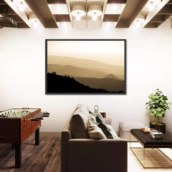 Sunset Over Foggy Mountains In Turkey Canvas Wall Art