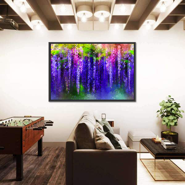 Wisteria Purple Flowers In Spring Canvas Wall Art