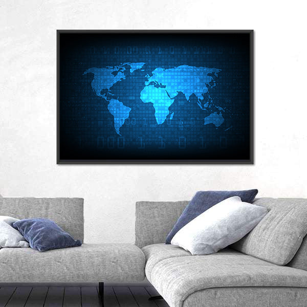 Digital Globe World Map Canvas Wall Art