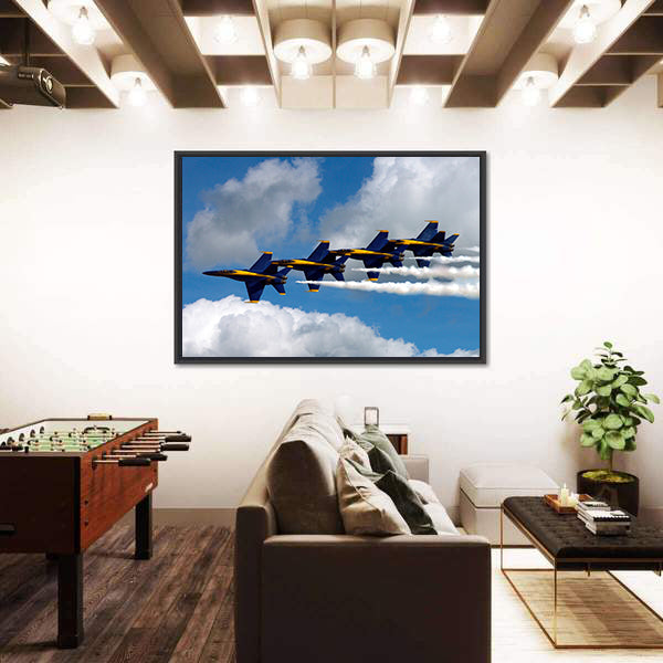 Blue Angels In The Clouds Canvas Wall Art