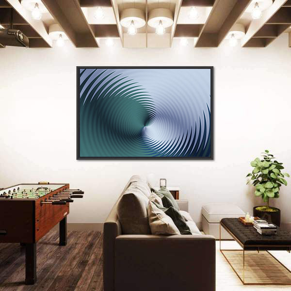 Teal Spiral Floral Pattern Canvas Wall Art