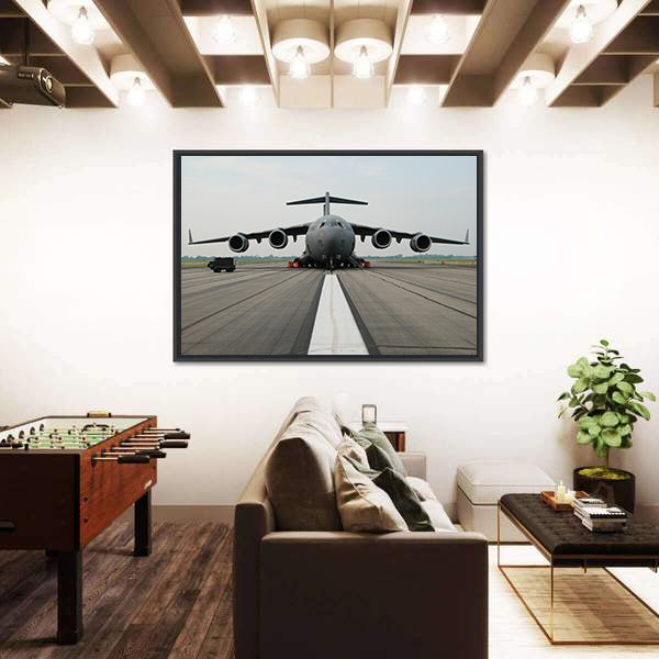 C-17 Globemaster Iii on Runway Canvas Wall Art